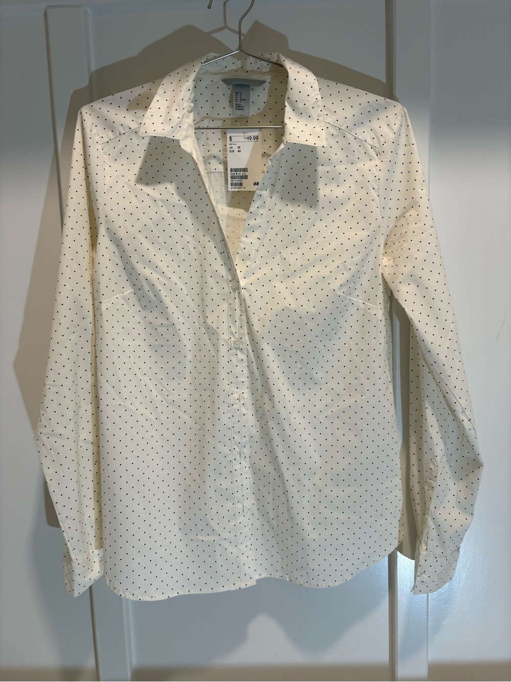 H&M White Shirt with Black Polka Dots